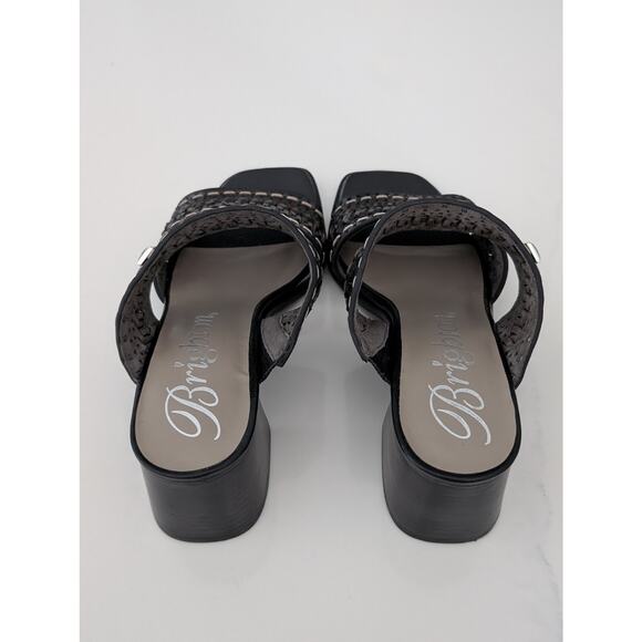 NWOB Brighton Tonia Block Heel Black Sandals Size 8 - Picture 4 of 8